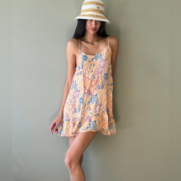 Urban Outfitters Dresses & Skirts - Urban Outfitters Orange Floral Print Flutter Hem Adjustable Straps Sleeveless SP